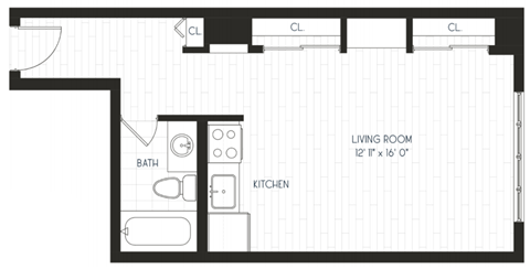 a floor plan of a room with a bedroom and a bathroom